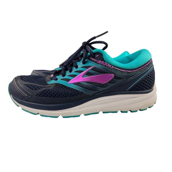Brooks Addiction‎ 13 Navy Blue Purple Running Sneakers Women Sz 9.5 - Picture 1 of 7